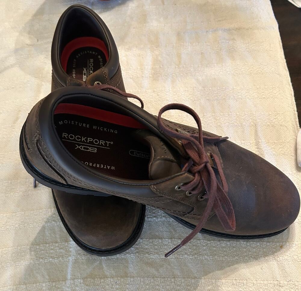 Rockport Brown Rugged Bucks Lace ups Plain Toe Waterproof Shoes Size 9